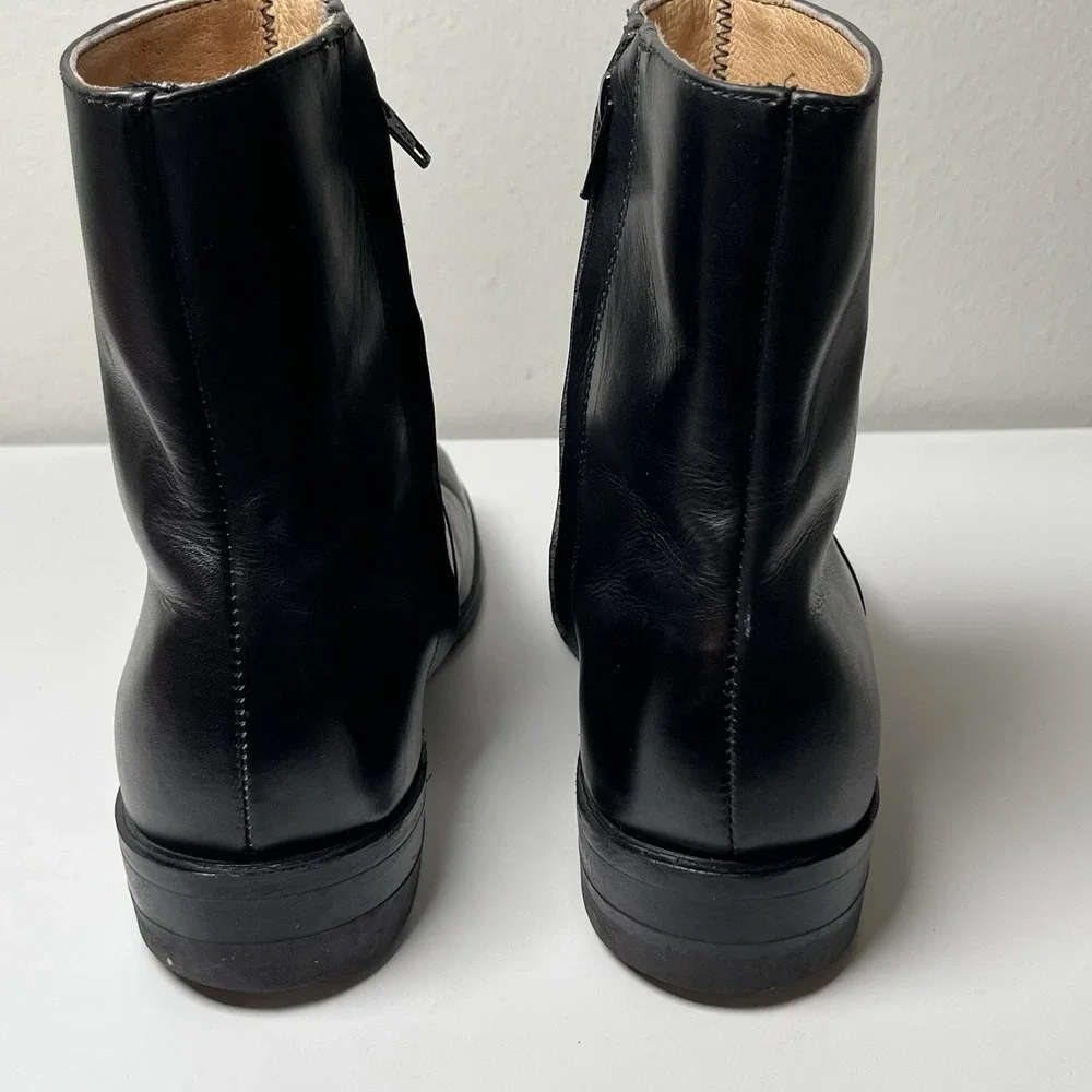 Executive Imperial Side Zip Boots Mens 6.5 Black Leather Apron Toe Ankle Classic